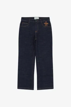 Jean large enfant brodé logo